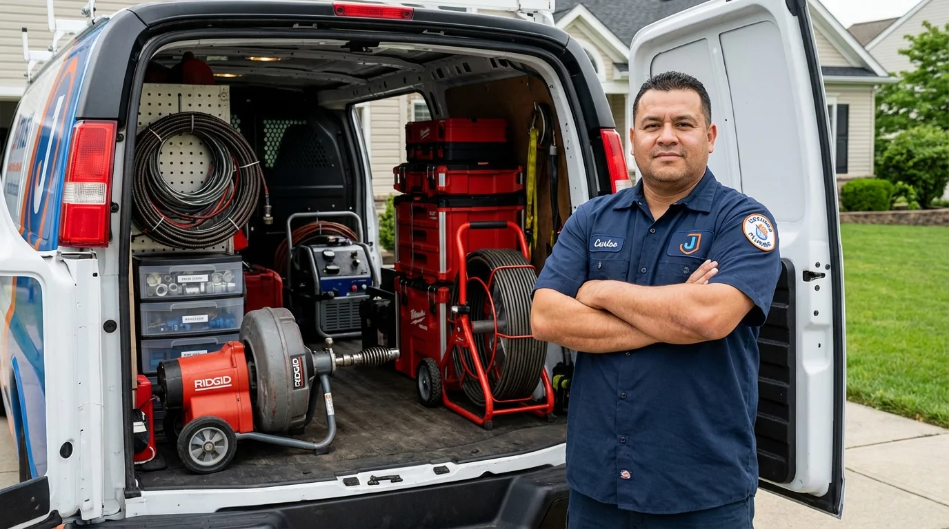 Professional drain cleaning equipment and Johns Plumbing LLC plumber in Silvis