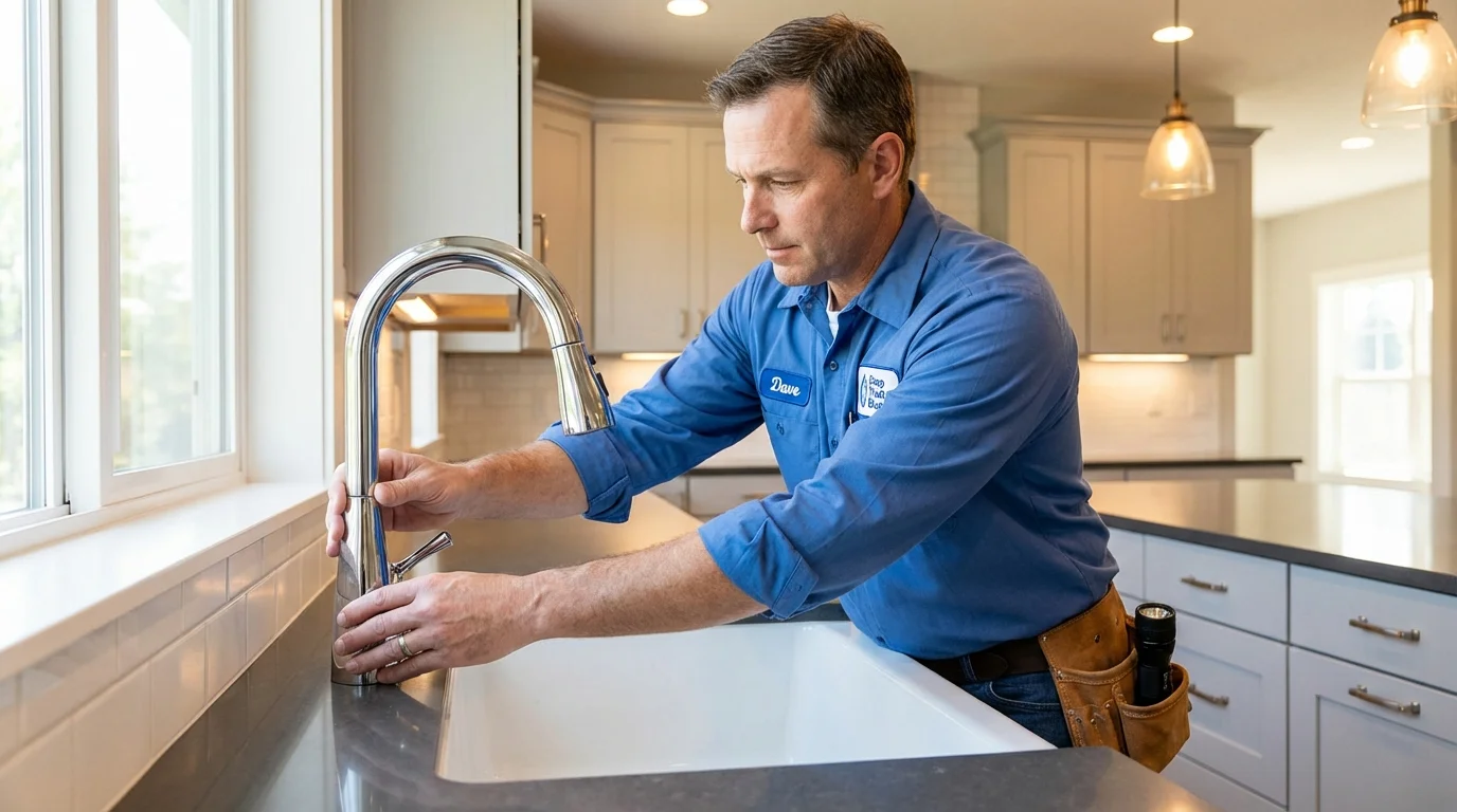 Kitchen faucet installation by Johns Plumbing LLC in Silvis