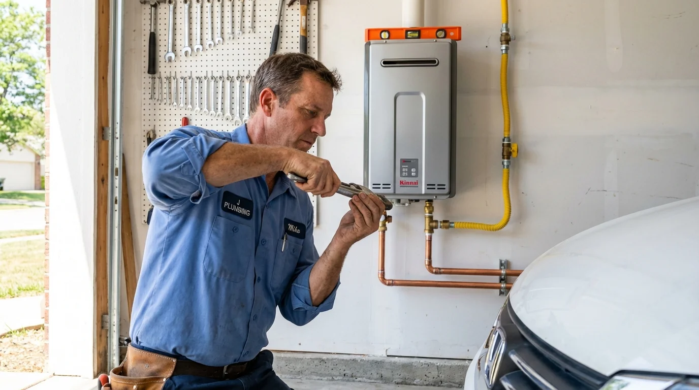 Tankless water heater installation by a Johns Plumbing LLC plumber in Silvis